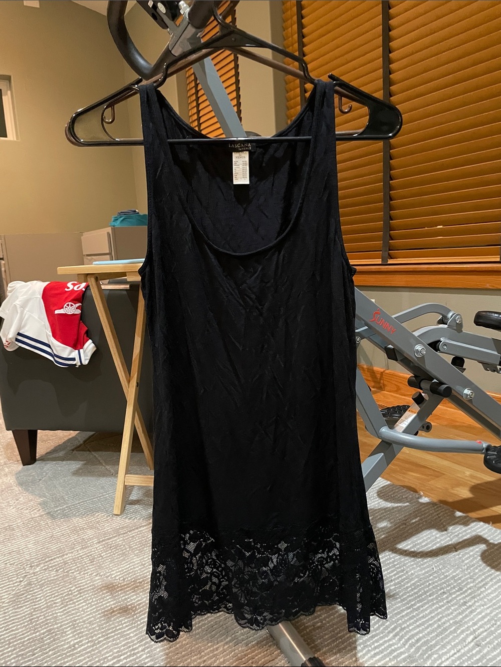 VENUS Modal Sleeveless Tank with Lace Hem - Black
